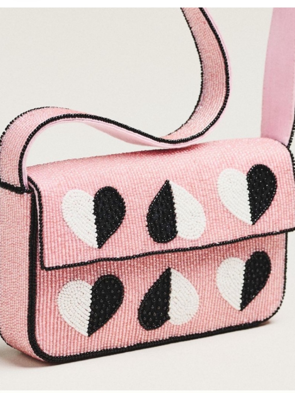 Anthropologie Fiona Beaded Shoulder Bag Pink Heart Icon Edition NWT